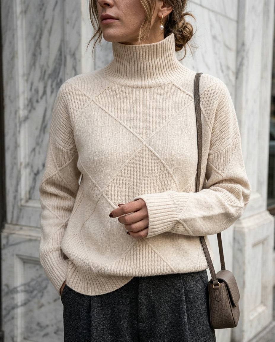Blakely Women's Diamond Knit Turtleneck Sweater