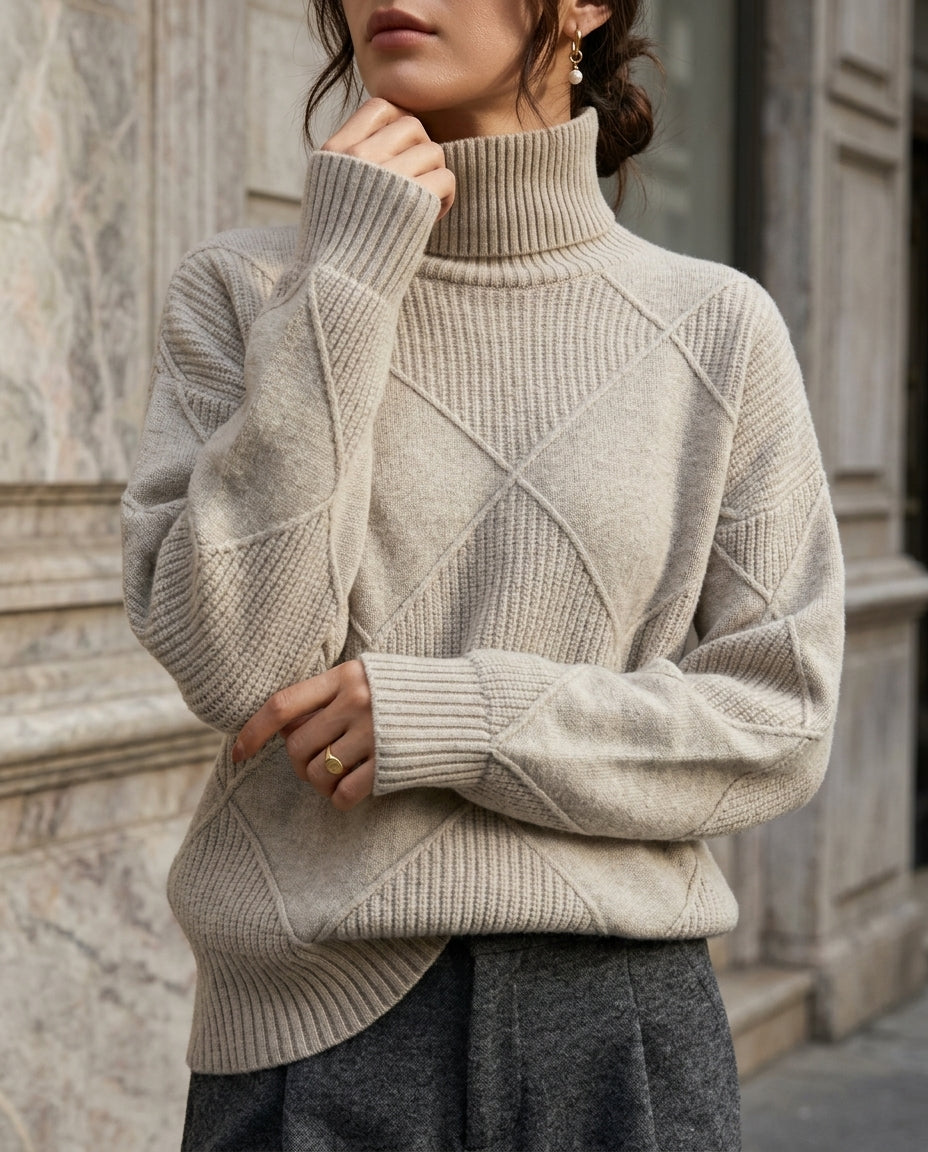 Blakely Women's Diamond Knit Turtleneck Sweater
