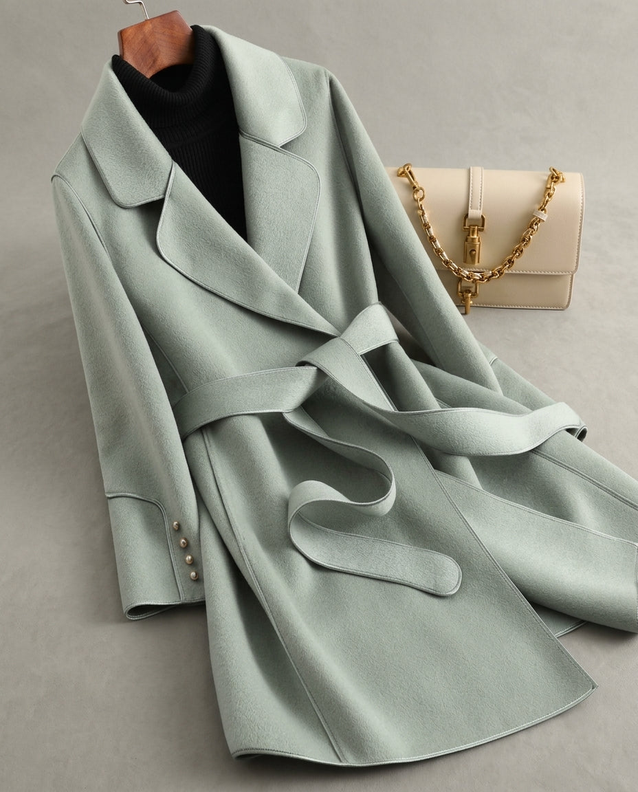 Prescott Women's Belted Wool Wrap Formal Coat