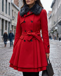 Adeline Women's Fur Collar Peplum Coat