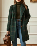 Genevieve Women's Plaid Tweed Lapel Coat
