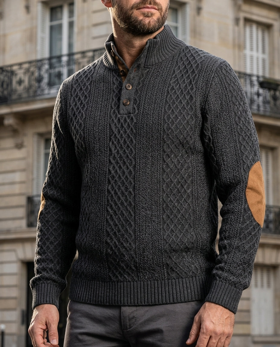 Spencer Men's Cable Knit Mock Neck Sweater