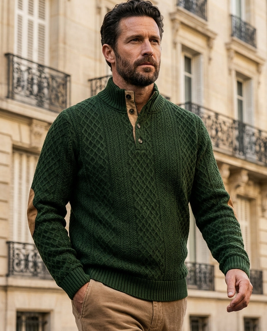 Spencer Men's Cable Knit Mock Neck Sweater