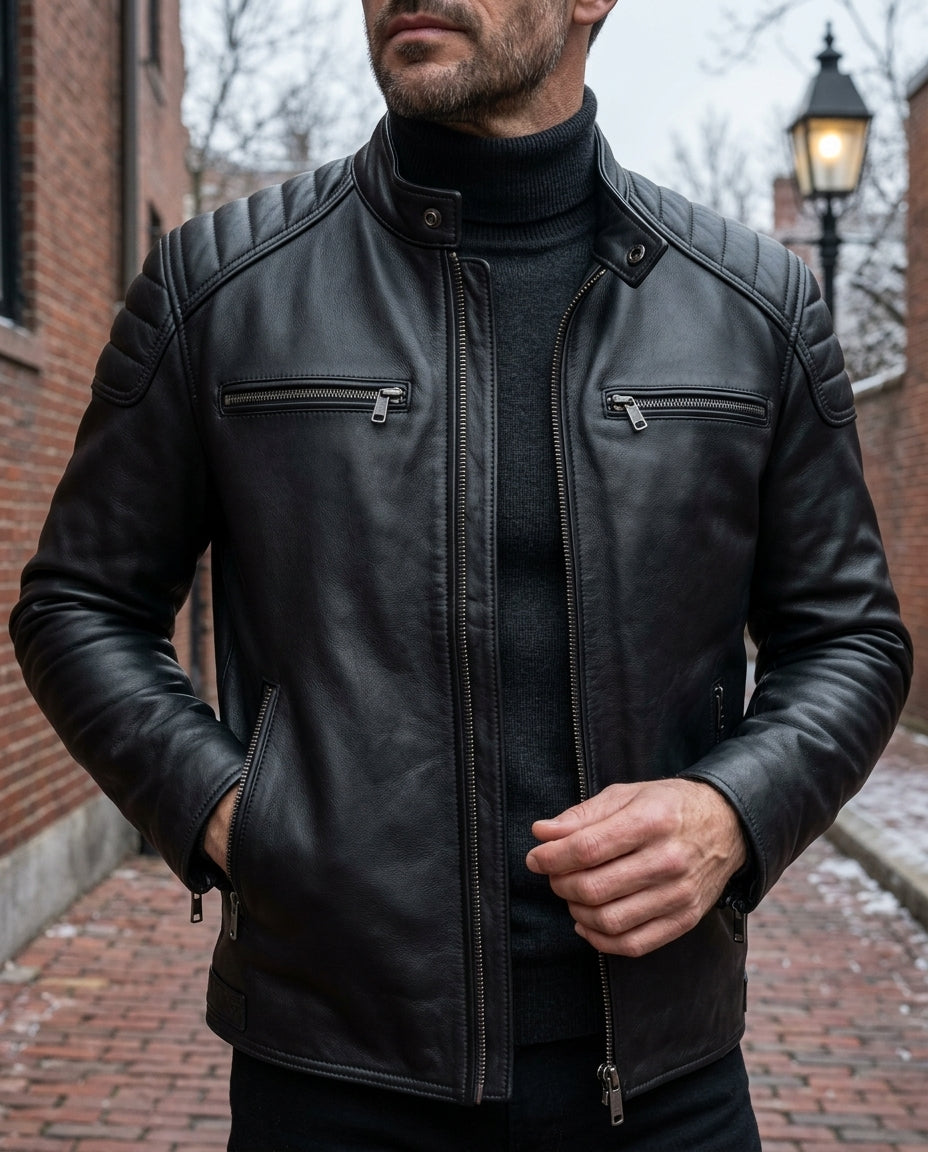 Ashford Men's Vintage Leather Moto Jacket