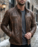 Ashford Men's Vintage Leather Moto Jacket