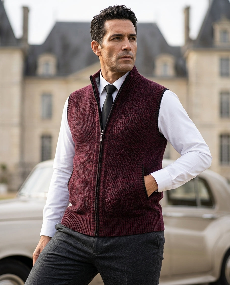 Everett Men's Wool Blend Zip Sweater Vest