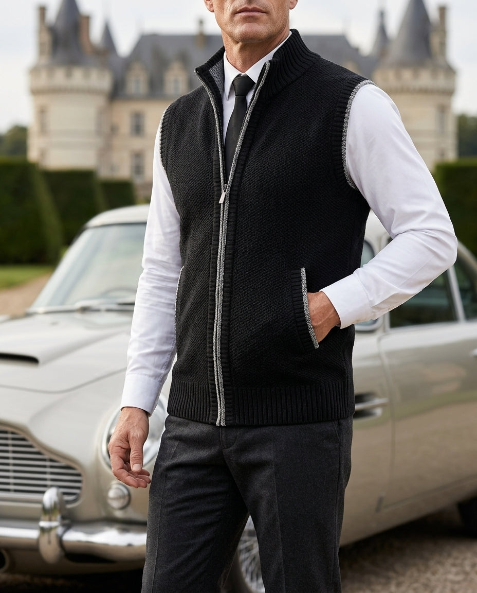 Everett Men's Wool Blend Zip Sweater Vest