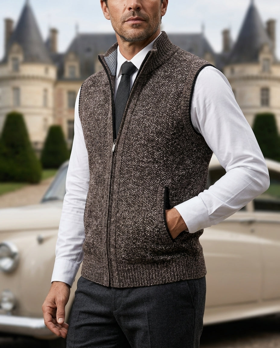 Everett Men's Wool Blend Zip Sweater Vest