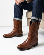 Barrett Men's Croc Embossed Leather Boots