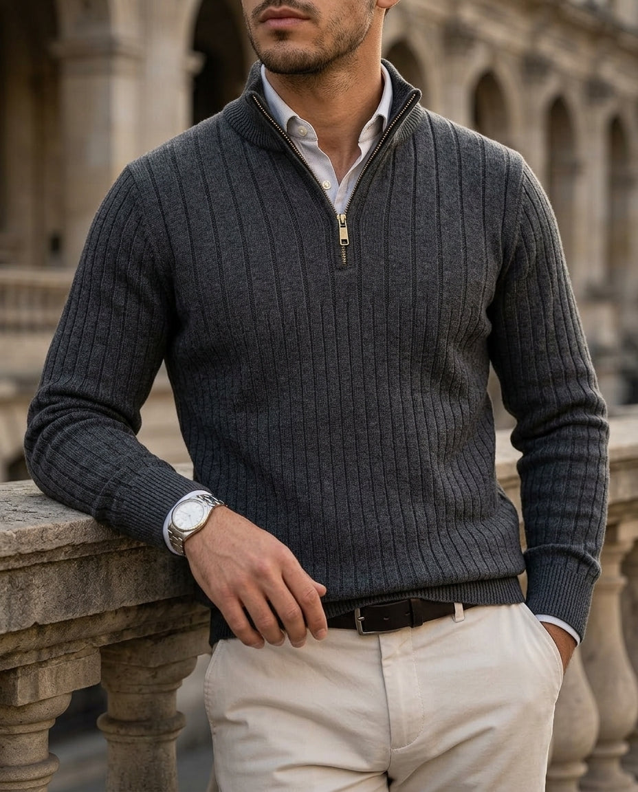 Sterling Men's Ribbed Quarter Zip Sweater