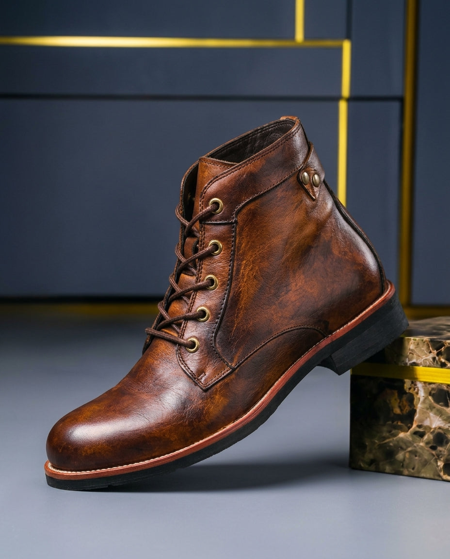Everett Men's Leather Lace Up Boots