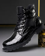 Ellison Men's Croc Embossed Lace Up Boots