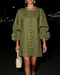 Kensington Women's Floral Cuff Balloon Sleeve Mini Dress