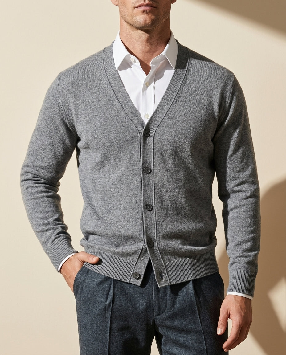 Bennett Men's Cashmere V Neck Button Cardigan