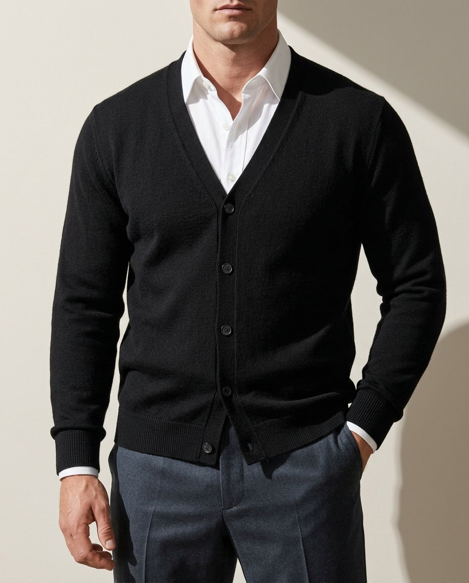 Bennett Men's Cashmere V Neck Button Cardigan
