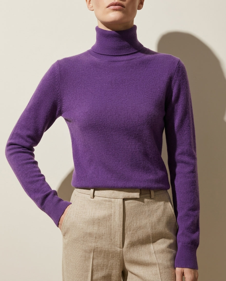 Palmer Women's Fitted Casual Cashmere Turtleneck Sweater