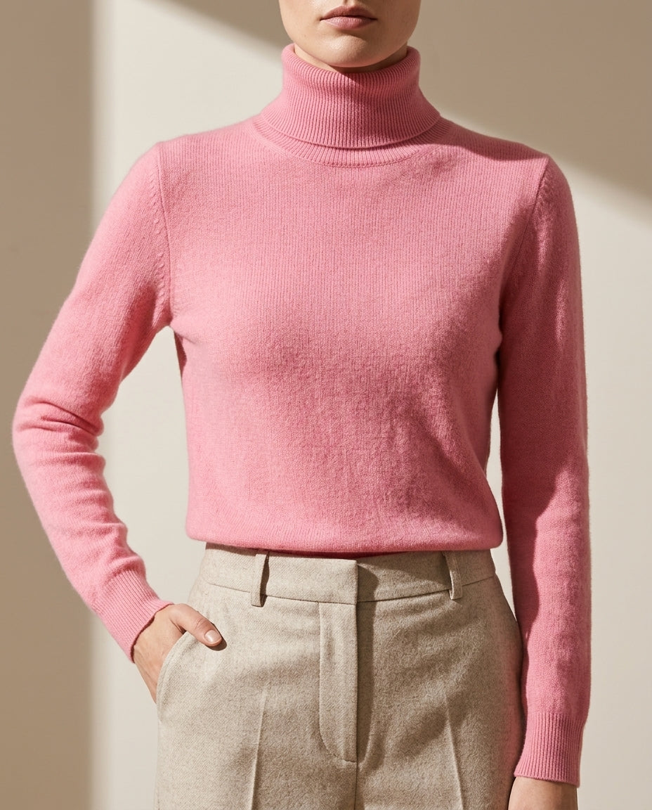 Palmer Women's Fitted Casual Cashmere Turtleneck Sweater