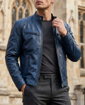 Remington Men's Leather Cafe Racer Jacket