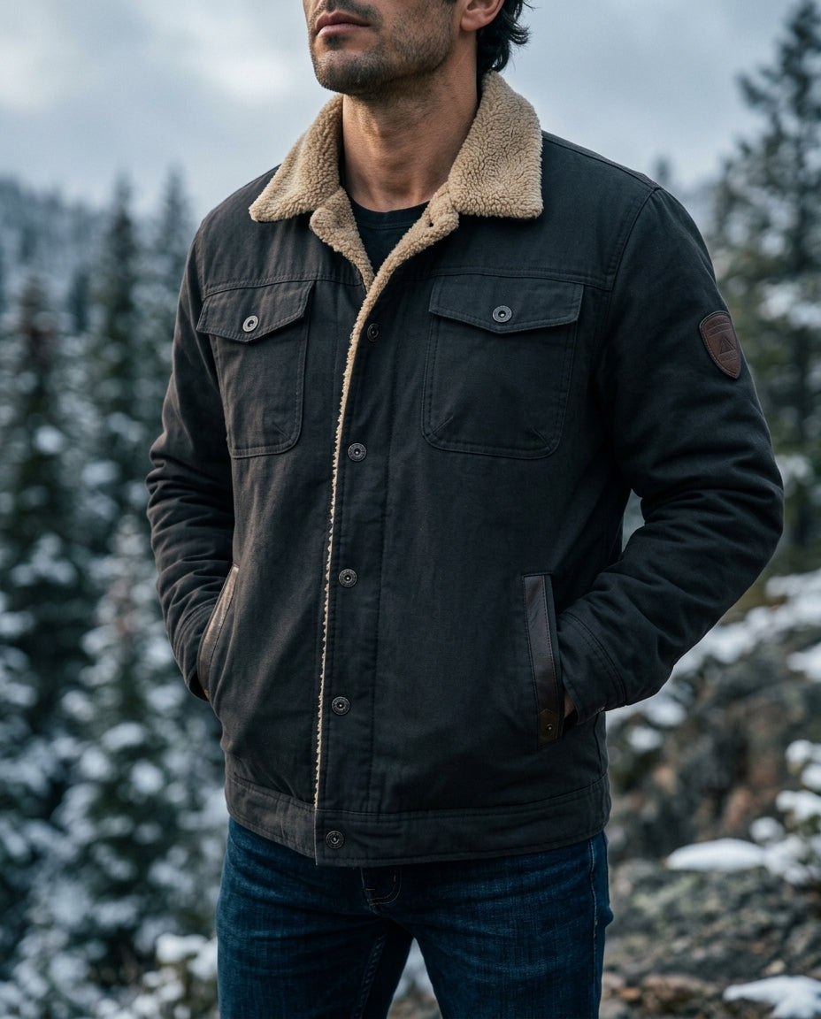 Calloway Men's Cotton Fleece Lined Trucker Jacket