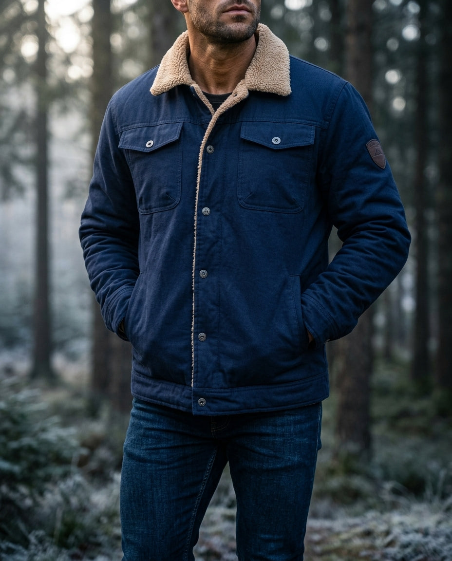 Calloway Men's Cotton Fleece Lined Trucker Jacket