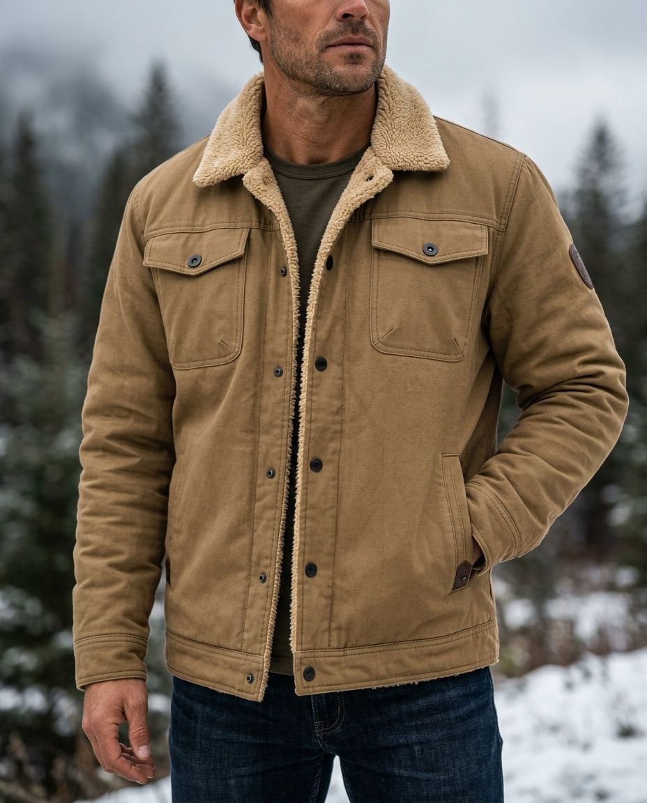 Calloway Men's Cotton Fleece Lined Trucker Jacket
