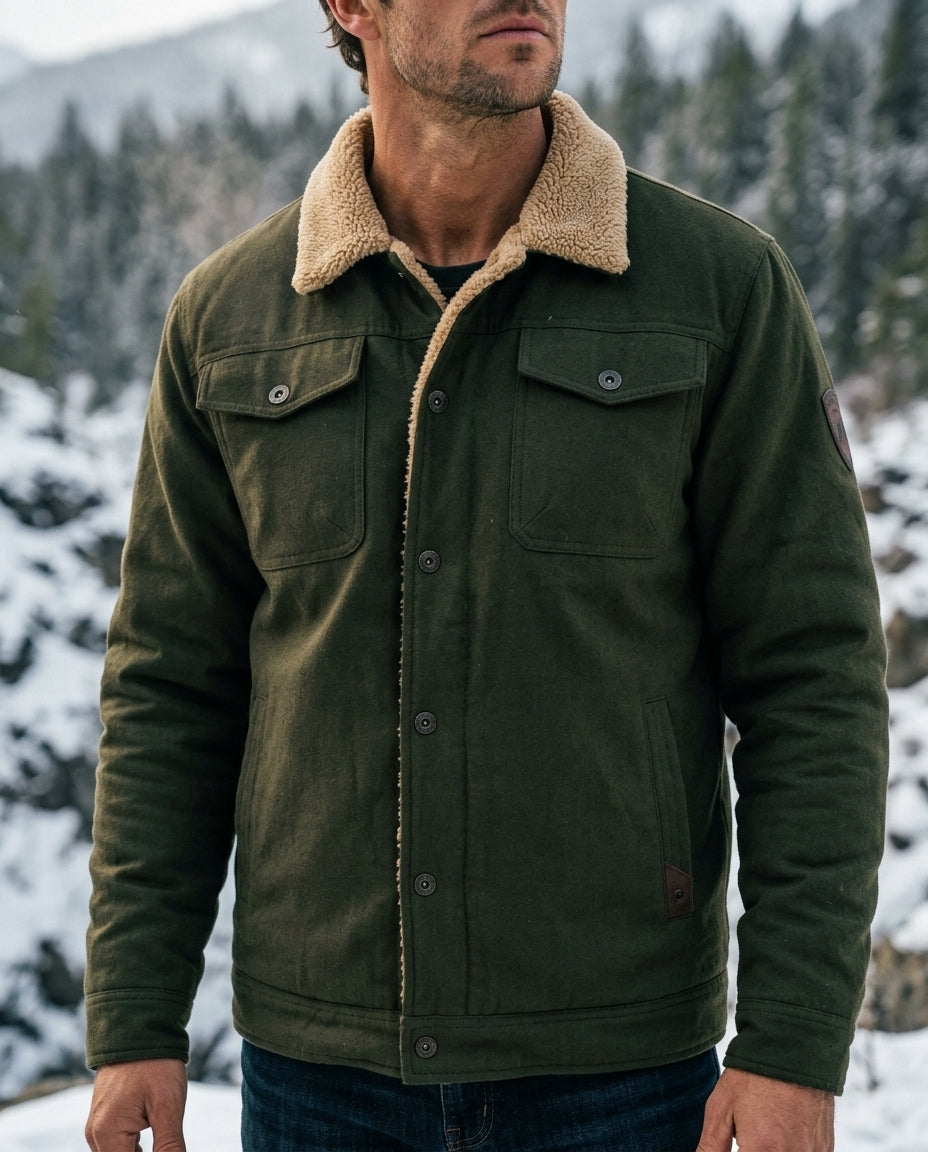 Calloway Men's Cotton Fleece Lined Trucker Jacket