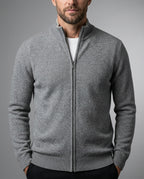 Winslow Men's Cashmere Stand Collar Zip Knit Cardigan