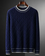 Spencer Men's Cashmere Cable Varsity Stripe Sweater