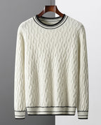Spencer Men's Cashmere Cable Varsity Stripe Sweater