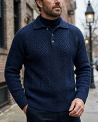Grayson Men's Chevron Cable Knit Polo Sweater