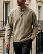 Weston Men's Vintage Washed Denim Henley Shirt
