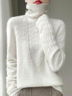Audrey Soft Cashmere Pointelle Turtleneck Sweater