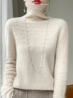 Audrey Soft Cashmere Pointelle Turtleneck Sweater