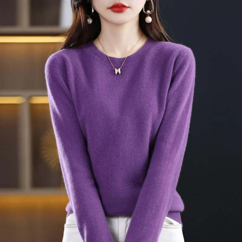 Annalise Elegant Soft Fine Knit Crew Neck Sweater