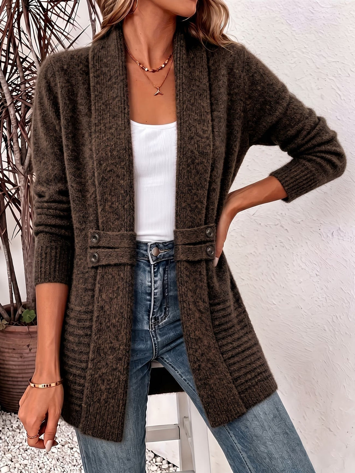 Rosalie Elegant Open Front Longline Cardigan