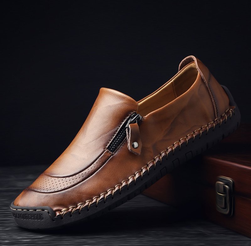 Daan Men’s Leather Zip Slip On Shoes