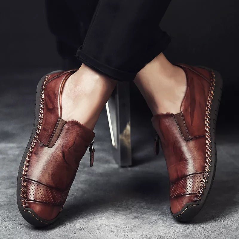Daan Men’s Leather Zip Slip On Shoes