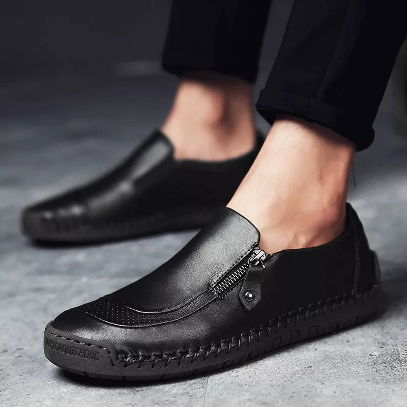 Daan Men’s Leather Zip Slip On Shoes