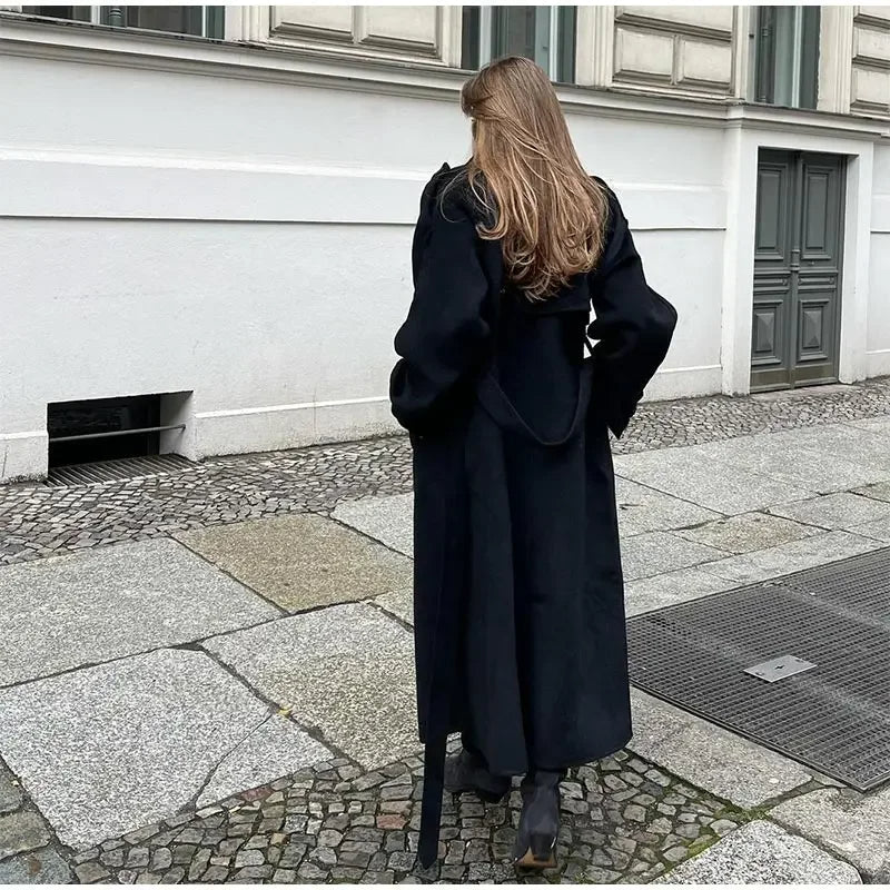 Vivienne Elegant Long Wool Double Breasted Coat