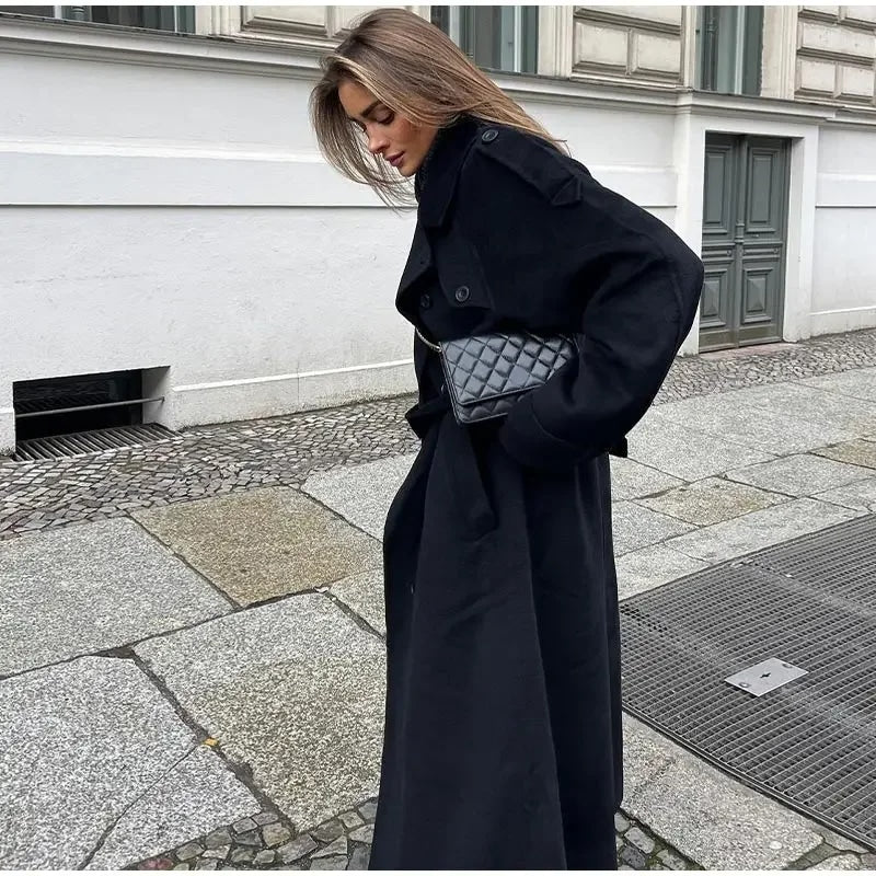 Vivienne Elegant Long Wool Double Breasted Coat