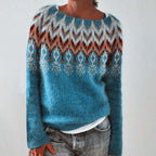 Henrietta Lightweight Fair Isle Yoke Crew Neck Sweater