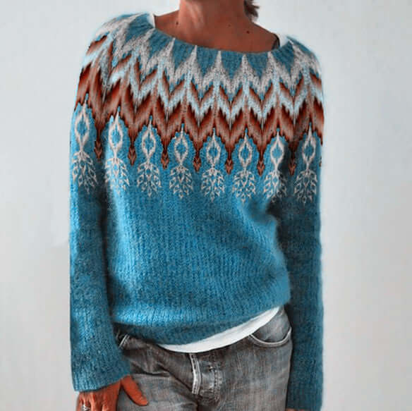 Henrietta Lightweight Fair Isle Yoke Crew Neck Sweater