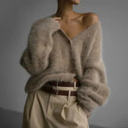 Aurelia Soft Fluffy Oversized V Neck Cardigan