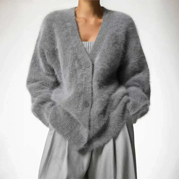 Aurelia Soft Fluffy Oversized V Neck Cardigan
