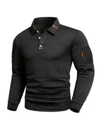 Weston Textured Long-Sleeve Polo Sweater