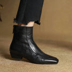 Everly Women’s Leather Square Toe Ankle Boots