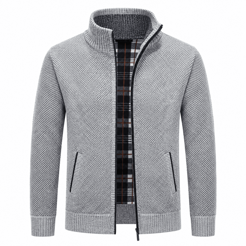 Kendrick Warm Classic Plaid Lined Zip Cardigan