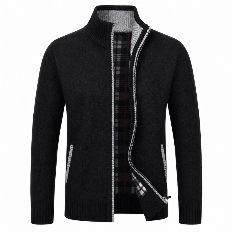 Kendrick Warm Classic Plaid Lined Zip Cardigan