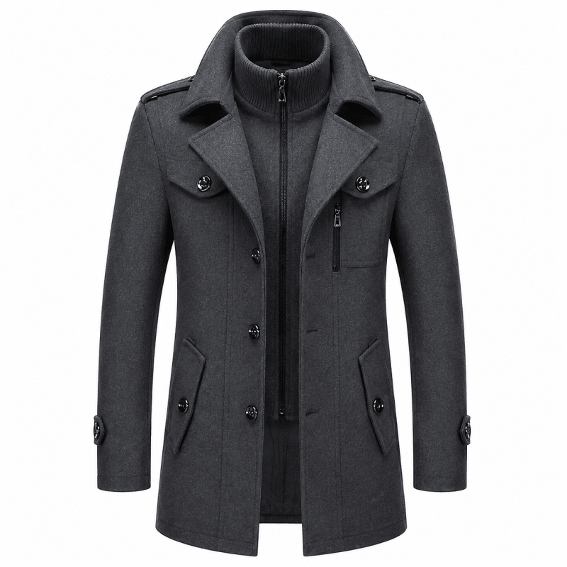 Langley Stylish Lined Wool Double Collar Coat