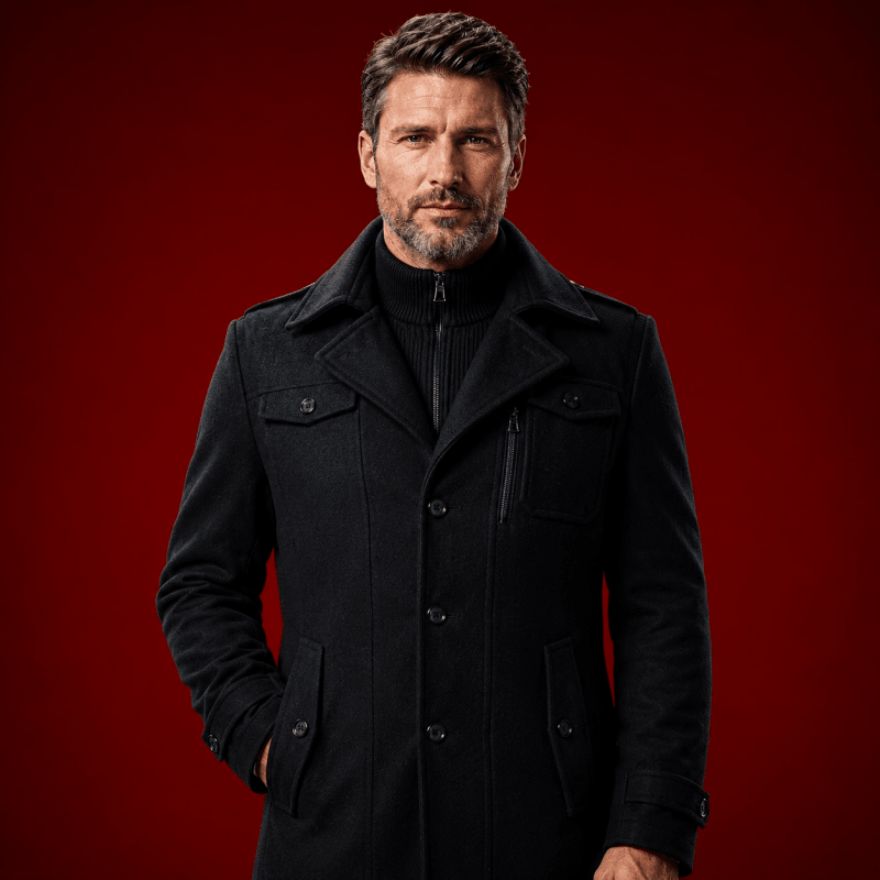 Langley Stylish Lined Wool Double Collar Coat
